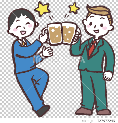 乾杯する二人の男性のイラスト 127977243
