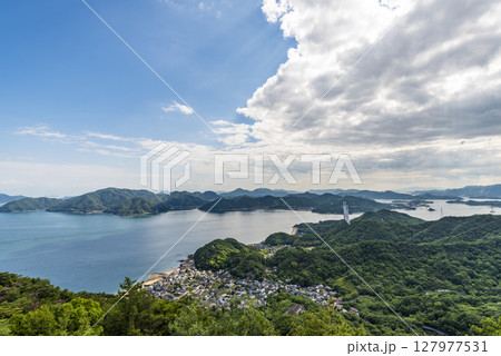 高見山展望台から望む瀬戸内海の島々 広島県尾道市 高見山展望台から望む瀬戸内海の島々 広島県尾道市 127977531