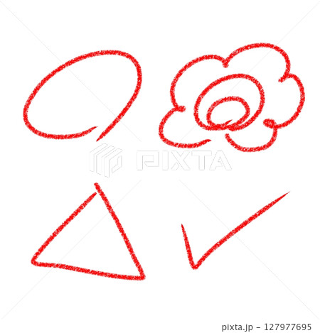 正解や不正解の赤い線画アイコン 正解や不正解の赤い線画アイコン 127977695