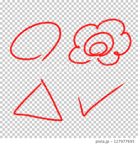 Red line icons for correct and incorrect answers 127977695