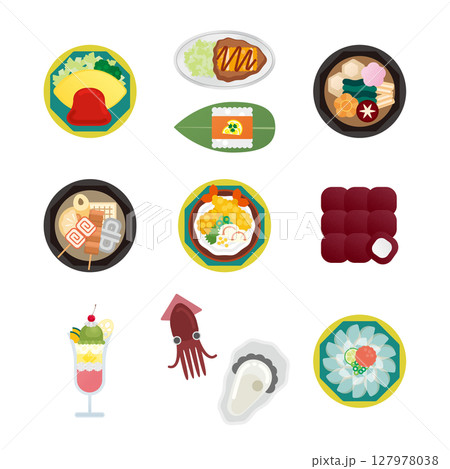 石川グルメのイラストセット2 石川グルメのイラストセット2 127978038