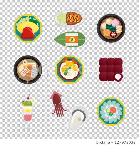 石川グルメのイラストセット2 石川グルメのイラストセット2 127978038