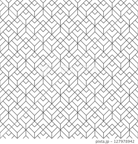 Seamless geometric pattern . Black on white background .Average thickness lines . 127978942