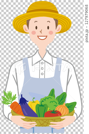 男農夫手持農場直送的蔬菜 127979068
