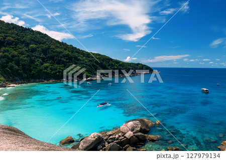 cruise sail over turquoise andaman sea to Similan island, Phang Nga 127979134