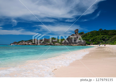 seascape of motion wave, beach and rock Sail in Similan island 127979135