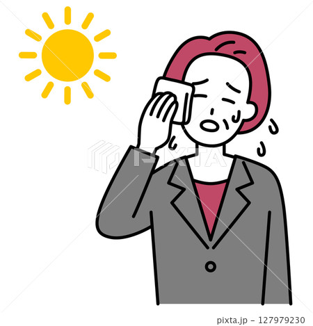 熱中症になる中年のスーツの女性 127979230