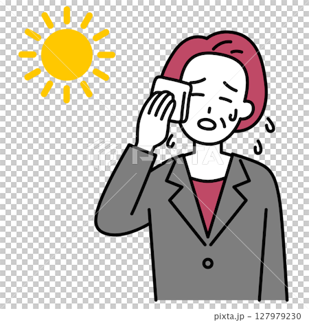 熱中症になる中年のスーツの女性 127979230