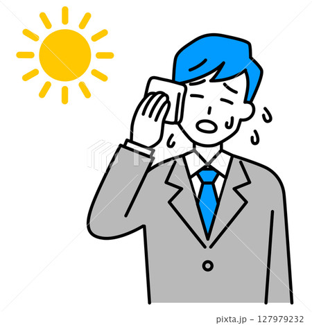 熱中症になるスーツの男性 127979232