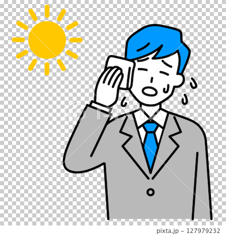 熱中症になるスーツの男性 127979232