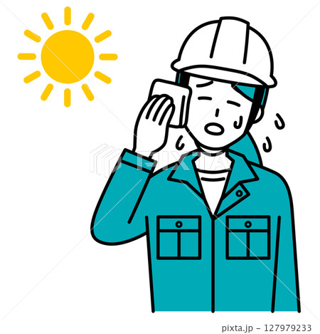 熱中症になる作業員の女性 127979233