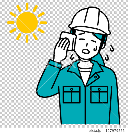 熱中症になる作業員の女性 127979233