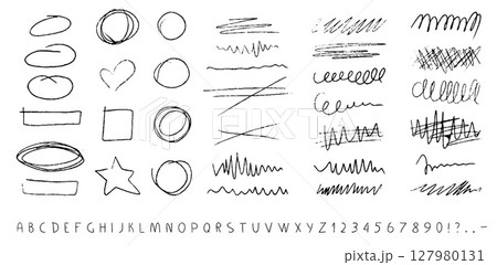 Crayon Scribble Font and Underline Collection 127980131