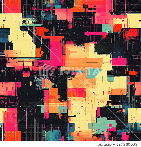 Abstract Glitch Art Vibrant Pixel Chaos. Abstract Glitch Art Vibrant Pixel Chaos. 127980639