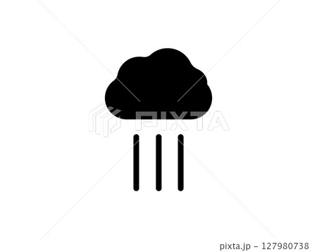 雨雲と雨のアイコンのイラスト 127980738