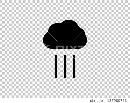 雨雲と雨のアイコンのイラスト 127980738