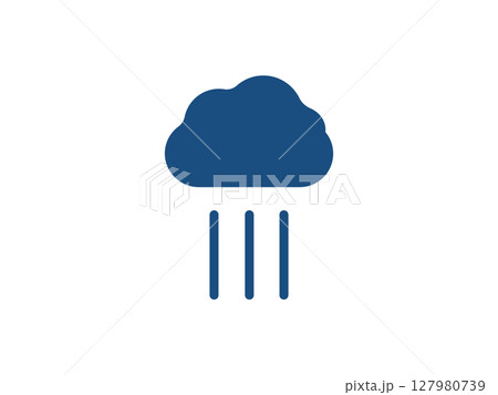 雨雲と雨のアイコンのイラスト 127980739
