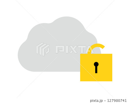鍵の開いたクラウドデータのアイコンのイラスト 鍵の開いたクラウドデータのアイコンのイラスト 127980741