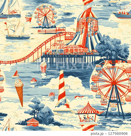 Seaside Amusement Park Fun. Seaside Amusement Park Fun. 127980906