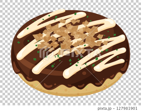 Cute okonomiyaki illustration material 127981901