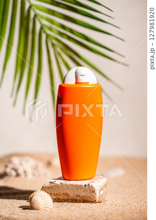 Sunblock or sunscreen in cosmetic tube Sunblock or sunscreen in cosmetic tube 127981920