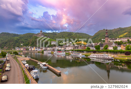 Reichsburg in Cochem at dawn, Cochem, Germany 127982024