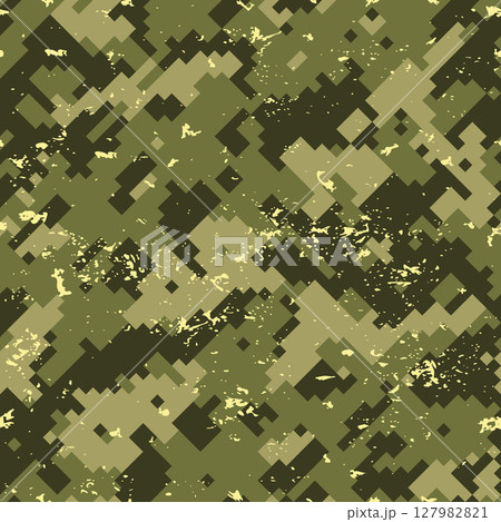 Pixel grunge green military camouflage pattern 127982821