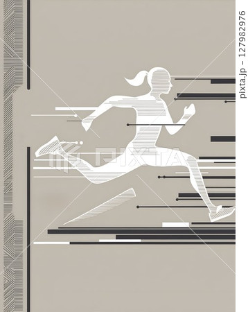 Capturing the energetic movement of a runner with a dynamic silhouette in motion 127982976
