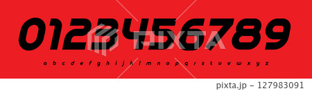 Futuristic Racing Number Font, Strong Bold Outline Alphabet for motorsports, soccer, sports car branding, race events, esports jersey numbers, or fast-paced digital interfaces. Vector Illustration. Futuristic Racing Number Font, Strong Bold Outline Alphabet for motorsports, soccer, sports car branding, race events, esports jersey numbers, or fast-paced digital interfaces. Vector Illustration. 127983091