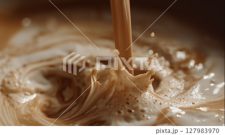 Swirling Coffee Cream Splash Swirling Coffee Cream Splash 127983970