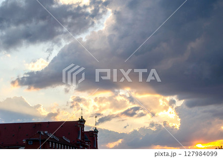 Nice sky in old Town Beautiful. High quality photo Nice sky in old Town Beautiful. High quality photo 127984099