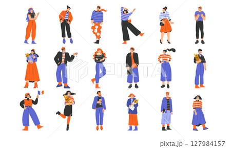 Colorful and EyeCatching Illustrations Featuring a Variety of Diverse Characters in Trendy Outfits 127984157