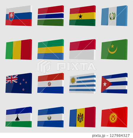 Large set of country flags with highlights 127984327