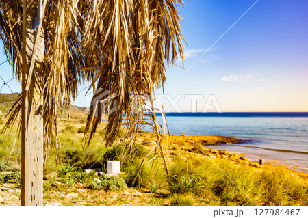 Beach sea shore. Coast in Murcia Spain. 127984467