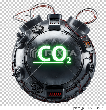 3d carbon bomb explosion visualization, toxic smoke clouds and eco disaster 127984533