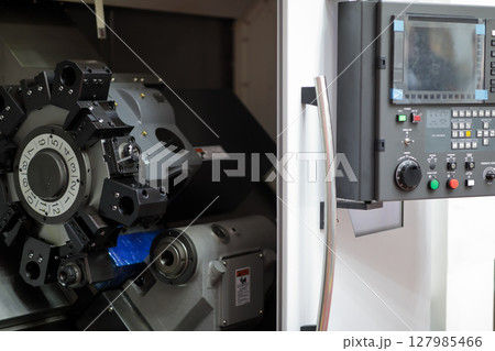 CNC turret tool lathe machine 127985466