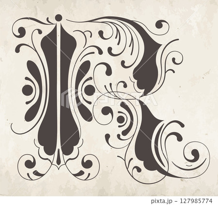 Decorative letter R Decorative letter R 127985774
