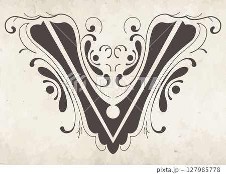 Decorative letter V Decorative letter V 127985778
