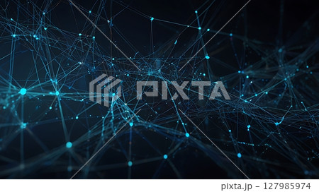 Abstract tech visualization of smart grid structure powered by data flow and virtual intelligence 127985974