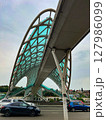 Bottom view of the Bridge of Peace in Tbilisi, Georgia. High quality photo 127986099