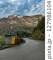 Toilet against the mountains on the Georgian Military road. High quality photo 127986104