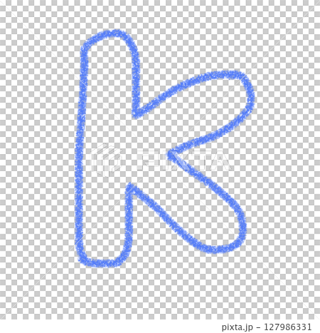 Alphabet K Handwritten letters Cute Material Blue Illustration Material Icon Crayon style 127986331