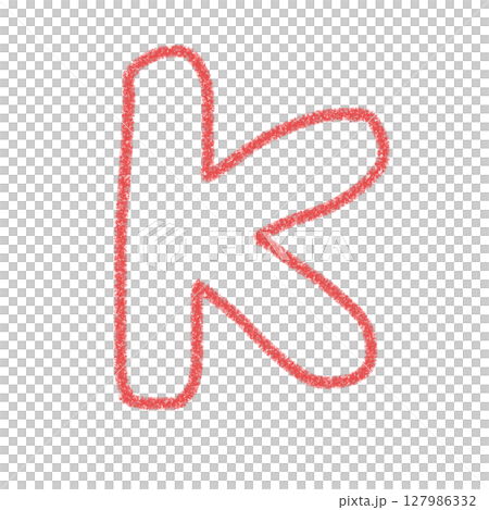 Alphabet K Handwritten letters Cute material Red Illustration Material Icon Crayon style 127986332