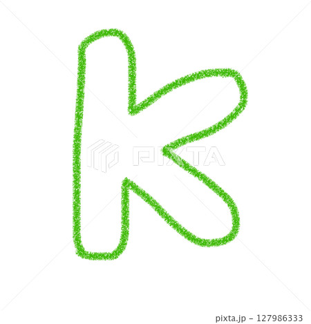 アルファベットK　 手書き文字　かわいい　素材　緑　イラスト　素材　アイコン　クレヨン風 127986333