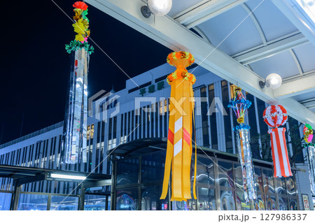 七夕飾りと夜の平塚駅　湘南ひらつか七夕まつり 127986337