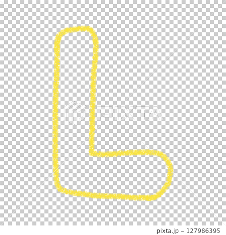 アルファベットL　 手書き文字　かわいい　素材　黄色　イラスト　素材　アイコン　クレヨン風 127986395