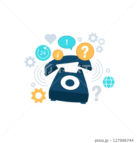 Vector illustration. Online support concept background. 24/7. Contact us. Vector illustration. Online support concept background. 24/7. Contact us. 127986744