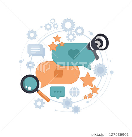 Customer satisfaction. Feedback. Rating on customer service illustration. Website rating feedback and review concept. Flat vector illustration 127986901