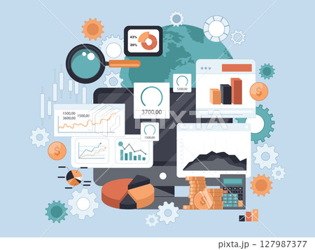 Business forecast concept. Business analysis. Flat vector illustration	 127987377