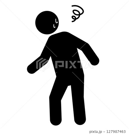 めまいでふらつく人物のシルエットイラスト 127987463